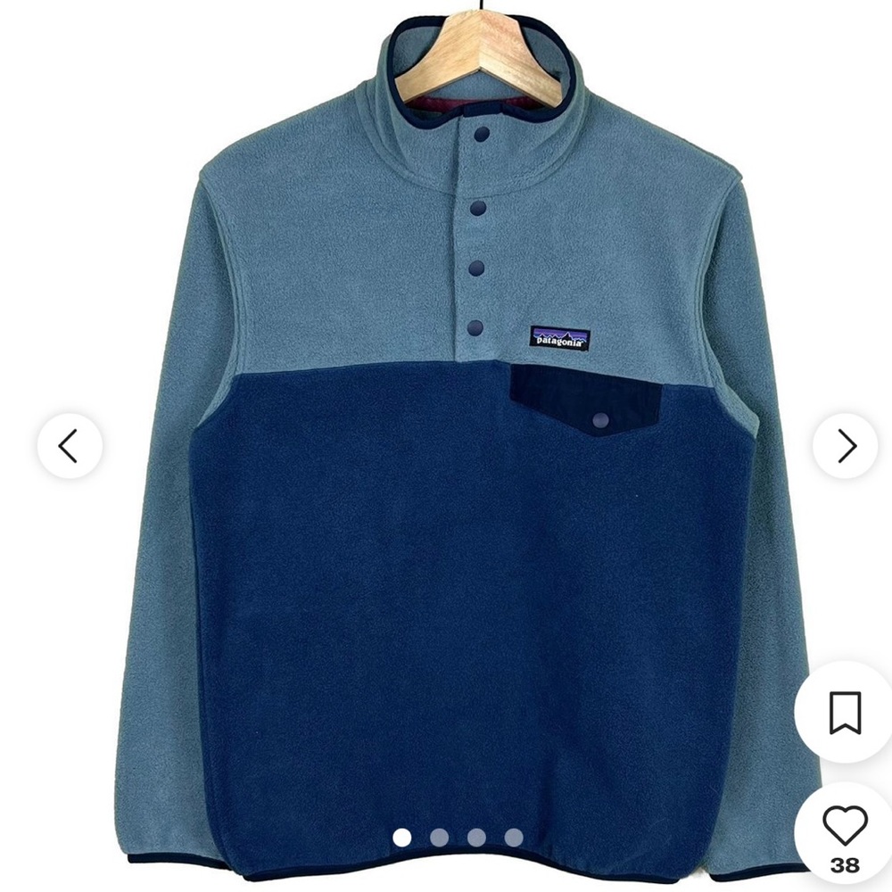 Patagonia Synchilla - Teal and Navy Fleece Pullover- size XXS
